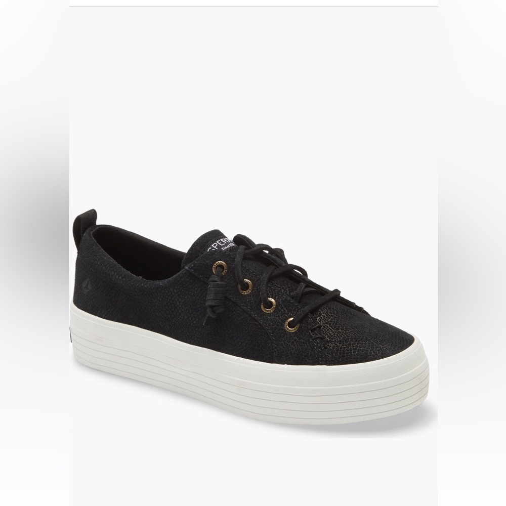 Sperry Crest Vibe Platform Serpent Black Sneakers size 8 new in box